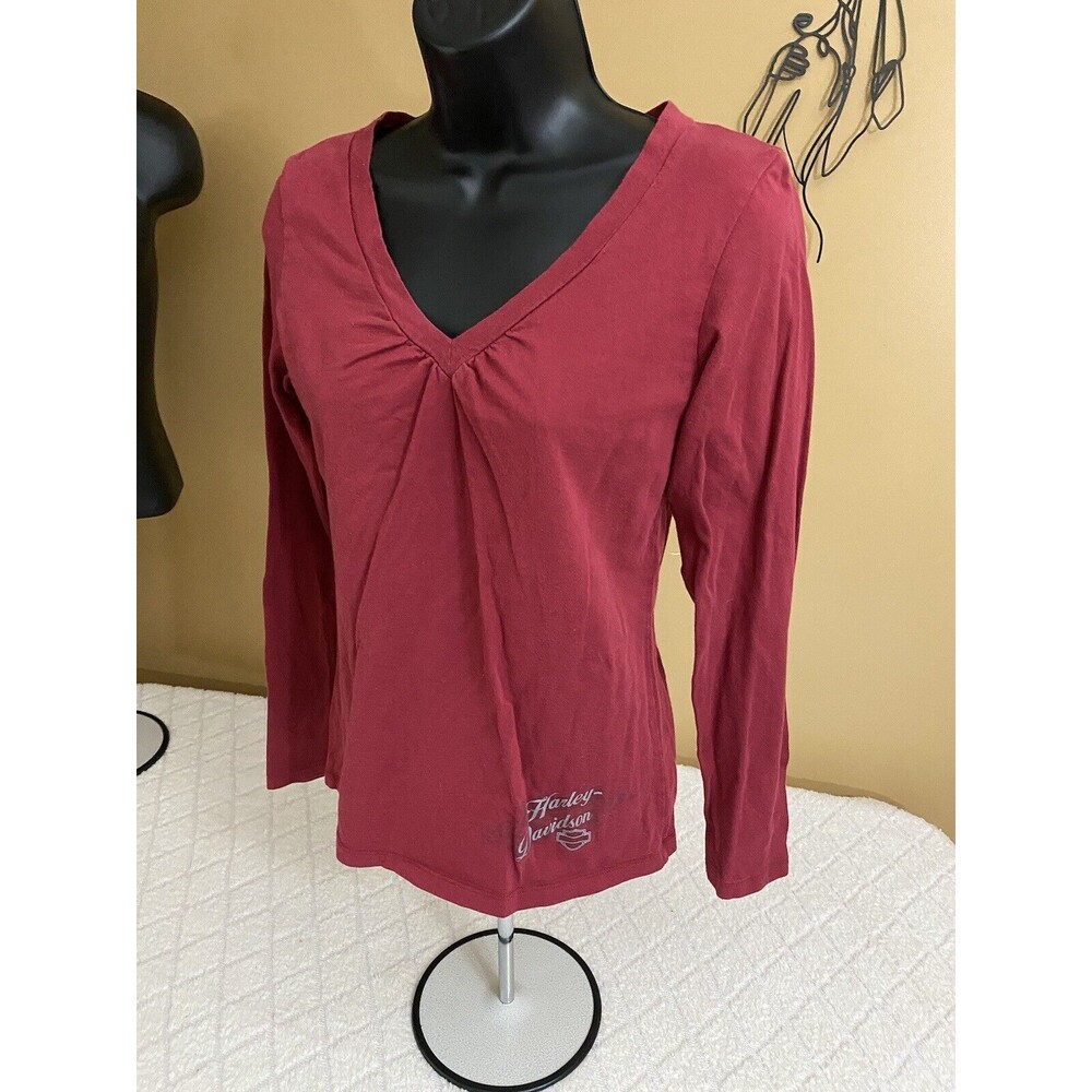 Vintage Harley Davidson York PA USA Made Women’s Red Long Sleeve Top Size Large - Picture 4 of 16